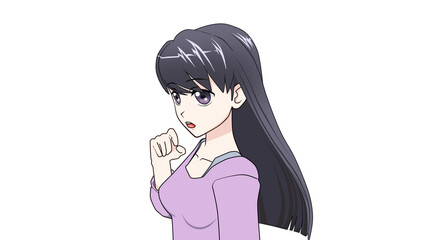 女学生　タイプC  私服  左向き-9(胸大)