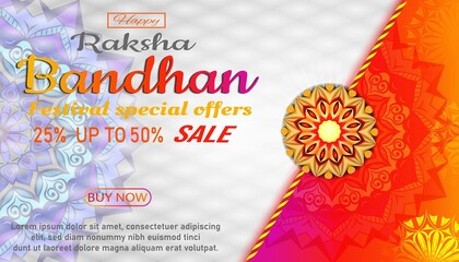 Rakhi Festival sale background design with Rakhi Bandhan illustration