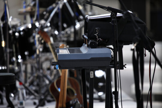 Types of musical instruments on a stage