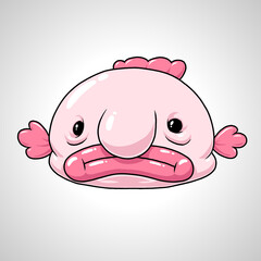 Illustrated Blobfish Ugly Fish Cartoon Drawing