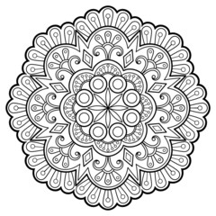 Mandala Coloring book page. Used for Wall art. Wallpaper design Tile pattern Paint shirt Greeting card Sticker Yoga design Lace pattern and tattoo. Vector ethnic oriental circle ornament.