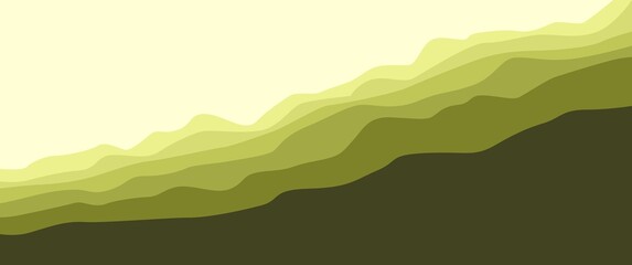 Abstract hill landscape vector illustration. Diagonal hill layers landscape vector illustration for background, desktop background, backdrop, banner.