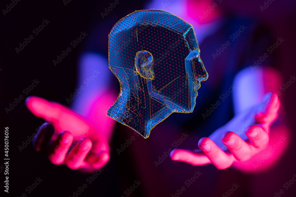 Poster artificial intelligence. technology web background. virtual concept