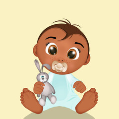 illustration of baby male black