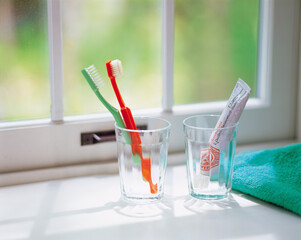 glass of water on a table
