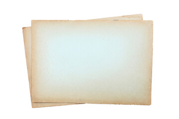 Isolated old brown worn out ripped yellow background paper stacks texture