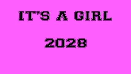 2028 pink rose its a girl birth background
