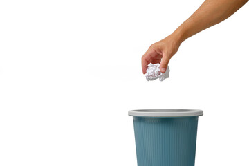 Sheet crumpled white paper is thrown into trash.