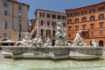 Fototapeta premium Fountain of Neptune at Navona square, Rome