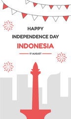 Indonesia National Monument Vector. Happy Independence day Indonesia 17 August