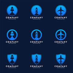 rocket launch icon or sign logo set vector icon illustration design