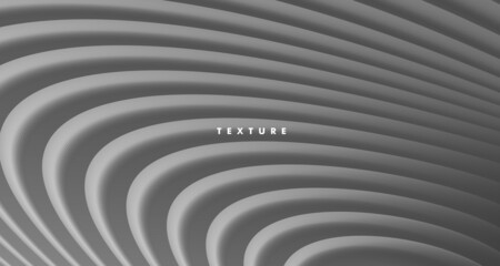 Striped gray texture, waves in circles creating background in perspective