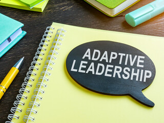 Adaptive leadership phrase on the plate and papers.