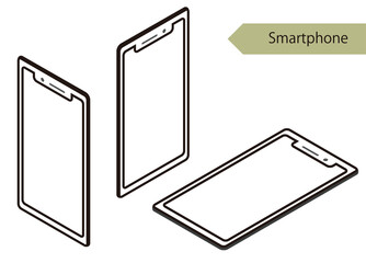 スマートフォン　ラインイラスト　正面とアイソメトリック
