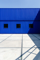 Blue mobile container office. 