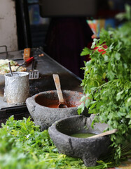 Street food preparation in Mexico City