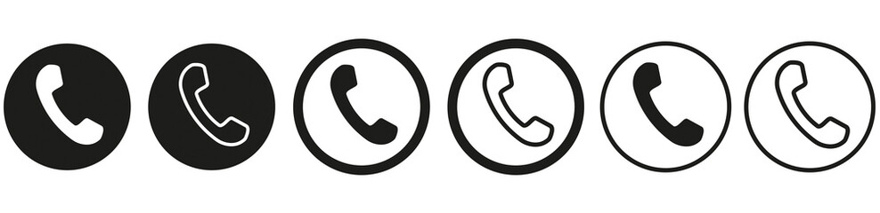 SYMBOLE TÉLÉPHONE ROND NOIR