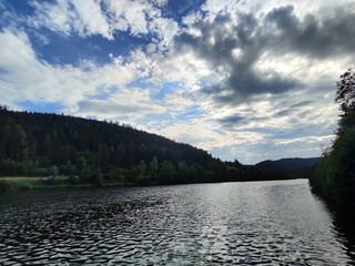 Schwarzenbachtalsperre beautiful lake in the Black Forest in Germany in summer