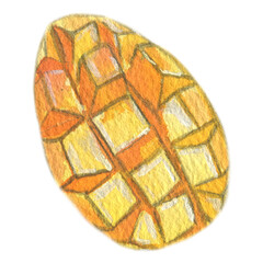 Mango. Watercolor illustration with vegetables and fruits. Vegetarian food. Natural organic food. Healthy diet. Cooking food.