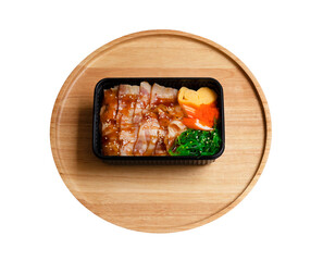 Top View Bacon Teriyaki Rice on a white background