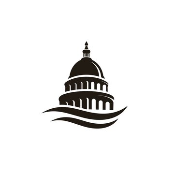 Capitol dome building silhouette logo design inspiration  