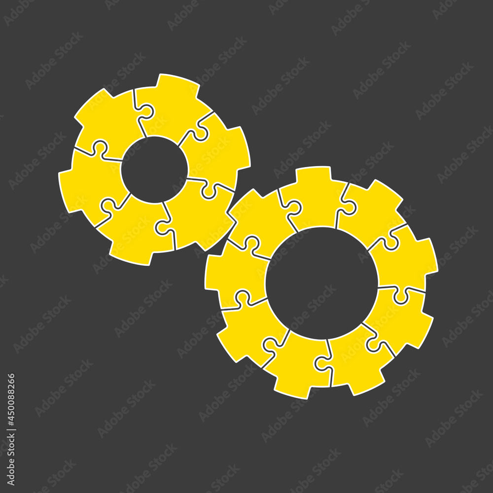Aufkleber abstract background made from cogwheel puzzle pieces and place for your content. cogwheels made of p