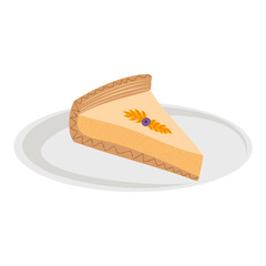 Cheesecake on a plate. Vector Illustration.