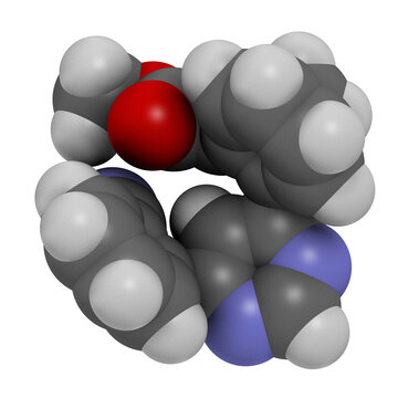 Azoxystrobin fungicide molecule. 3D rendering.