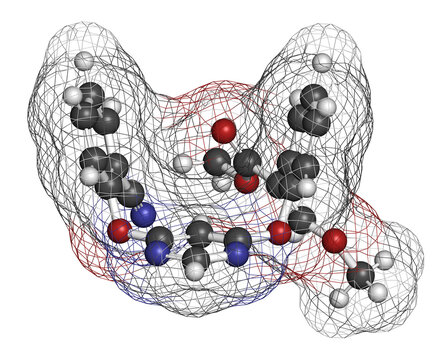 Azoxystrobin fungicide molecule. 3D rendering.