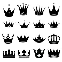 Crown icon vector set. King illustration sign collection.  Queen symbol or logo.