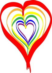 simple hearts in rainbow colors of the LGBTQ community