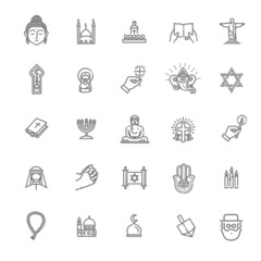Religion related icons. Thin vector icon set