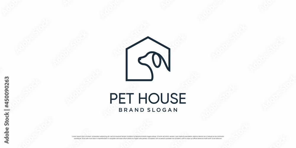 Poster pet logo with creative element with dog and cat object premium vector part 2