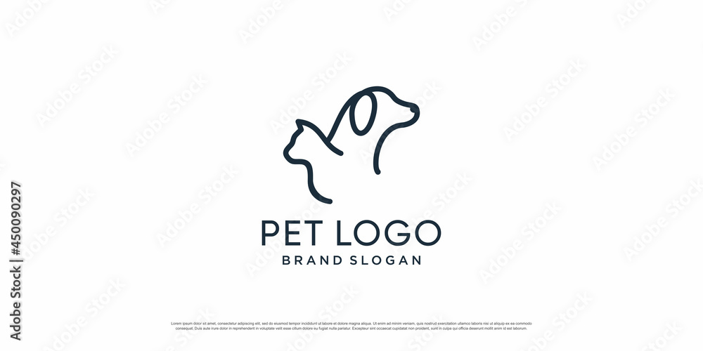 Poster pet logo with creative element with dog and cat object premium vector part 3