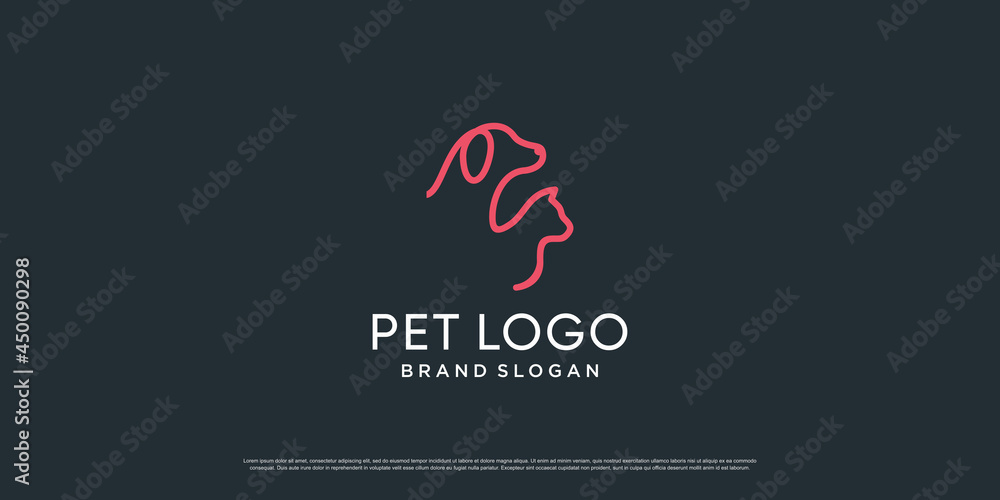 Aufkleber pet logo with creative element with dog and cat object premium vector part 4