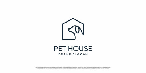 Pet logo with creative element with dog and cat object Premium Vector part 2