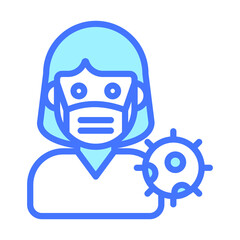 Female Coronavirus Infected Healthcare Medical, vector graphic Illustration Icon.