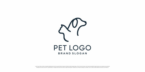 Pet logo with creative element with dog and cat object Premium Vector part 3