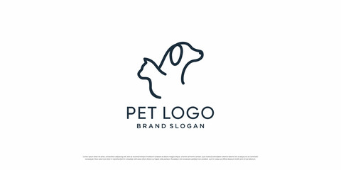 Naklejka premium Pet logo with creative element with dog and cat object Premium Vector part 3