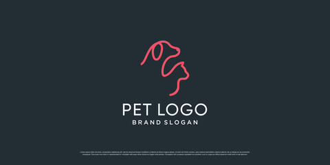 Pet logo with creative element with dog and cat object Premium Vector part 4