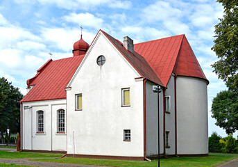 Fototapeta na wymiar Built in 1983, the Catholic Church of Saint Anthony of Padua in the village of Przytuły Stare in Podlasie, Poland.