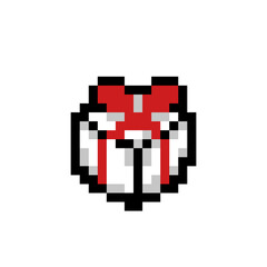 Pixel Gift box icon image. Vector illustration for a retro game. cross stitch pattern