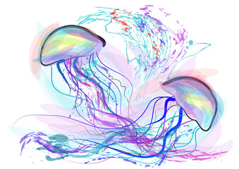 jellyfish abstract illustration
