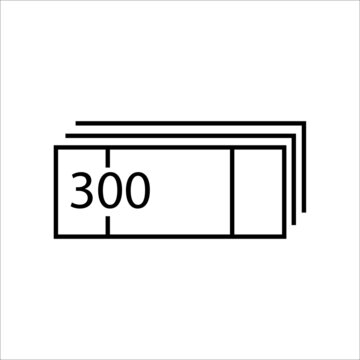 A pack of three hundred bills. Thin lines illustration