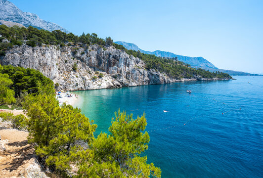view on Nugal beach in Makarska , Dalmatia region of Croatia