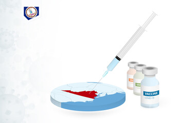 Vaccination in Virginia with different type of COVID-19 vaccine. Сoncept with the vaccine injection in the map of Virginia.