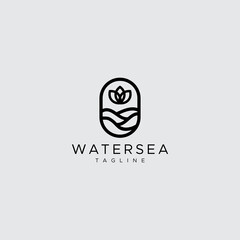Ocean waves in an oval circle. Simple and modern logo design.