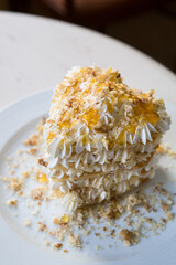 Waffles with nuts and cream with honey