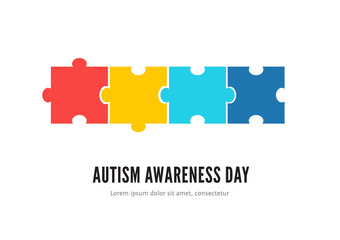 Autism awareness day concept with colorful puzzles vector illustration for banner, flyer, postcards
