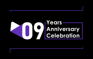 9 Years Anniversary Celebration Vector Template Design